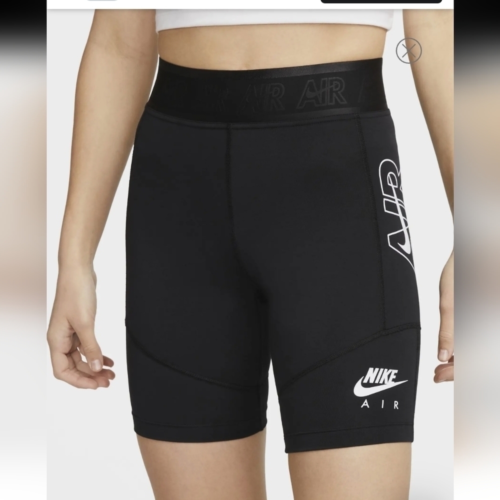 NIKE WOMEN'S BIKER Cotton blend black logo  High Rise SHORTS medium
